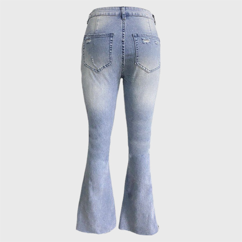 Casual Stretchy Ripped Flared Jeans