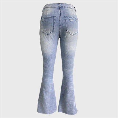 Casual Stretchy Ripped Flared Jeans