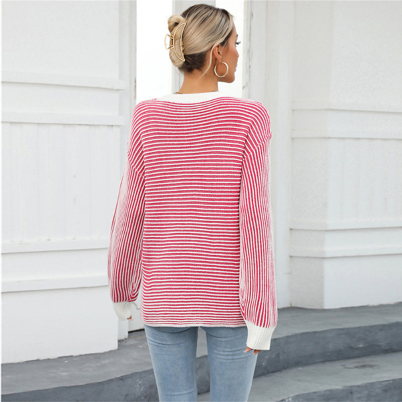 Casual Striped Loose Pullover Sweater