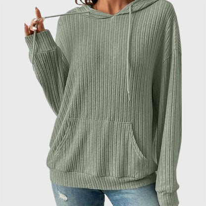 Casual Sunken Stripe Knit Sweater Hoodie