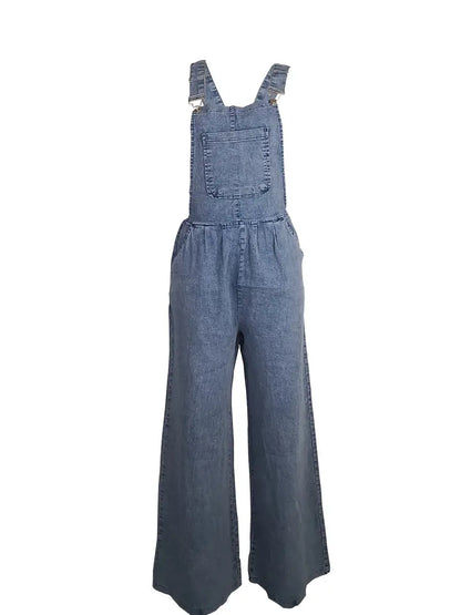 Casual Slash Pocket Denim Jumpsuits