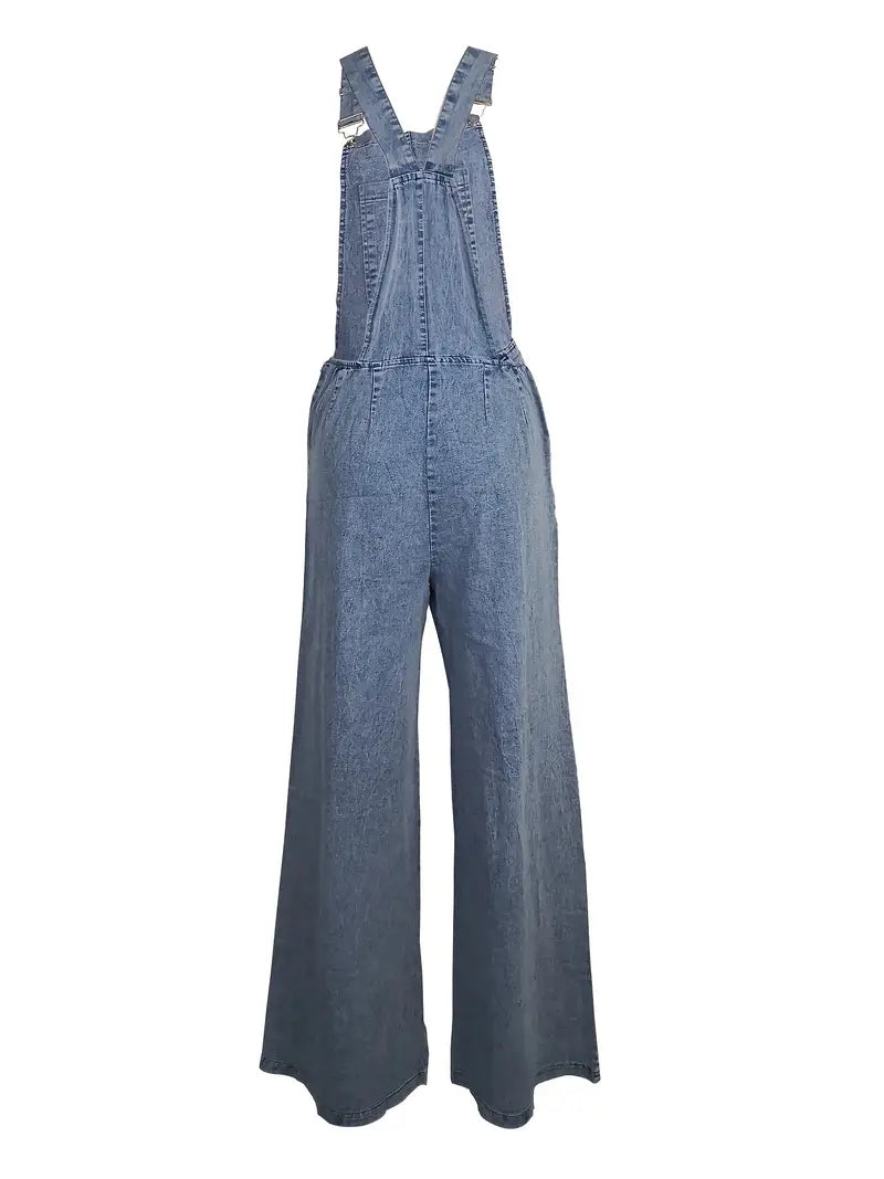 Casual Slash Pocket Denim Jumpsuits