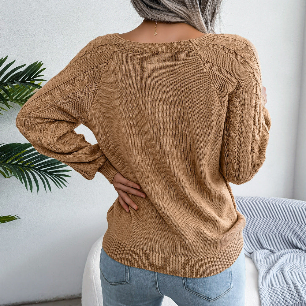 Casual Twist Knit Pullover Sweater