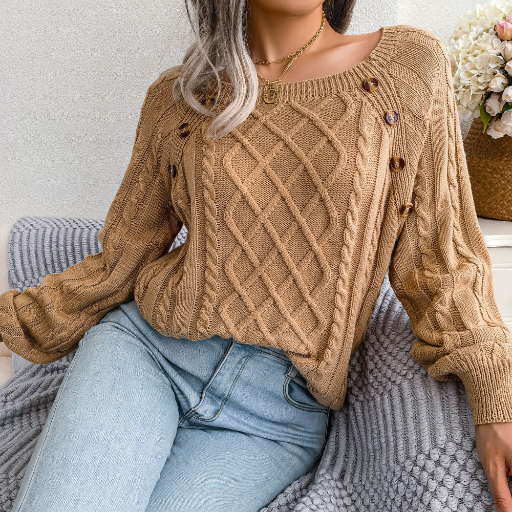 Casual Twist Knit Pullover Sweater