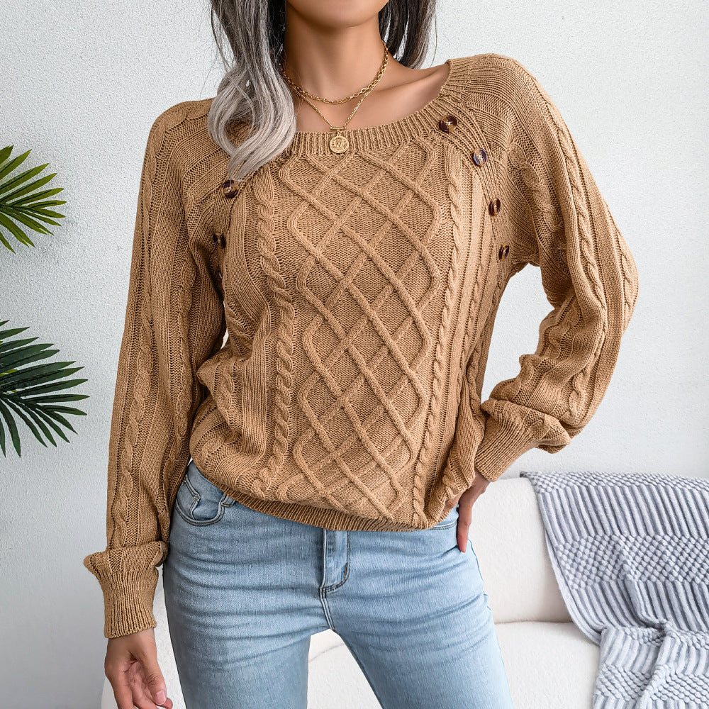 Casual Twist Knit Pullover Sweater