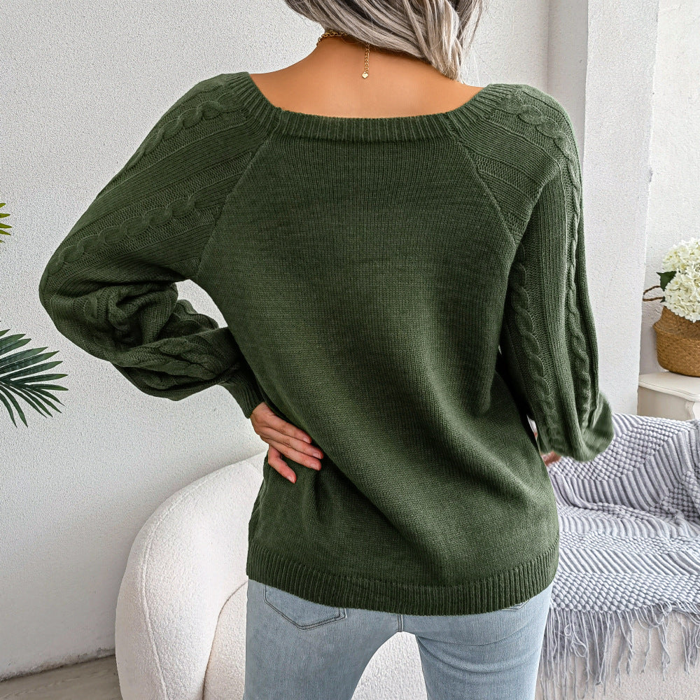 Casual Twist Knit Pullover Sweater