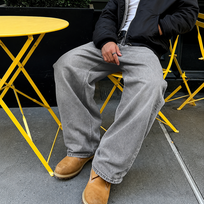 Versatile Loose Vintage Themed Denim Jeans For Men