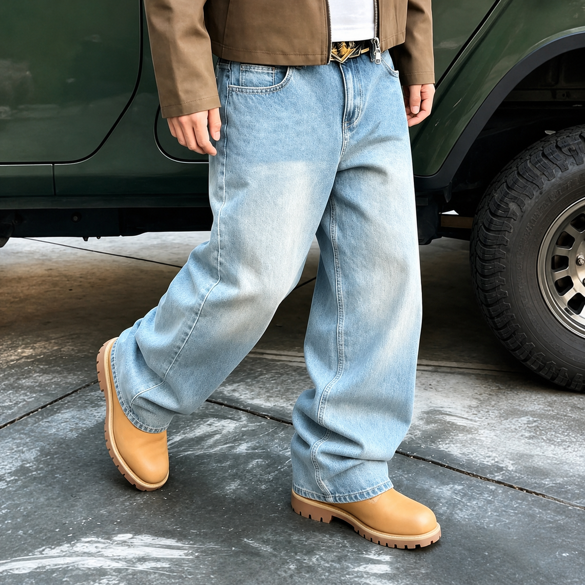 Casual Loose Fit Street Style Denim Jeans For Men