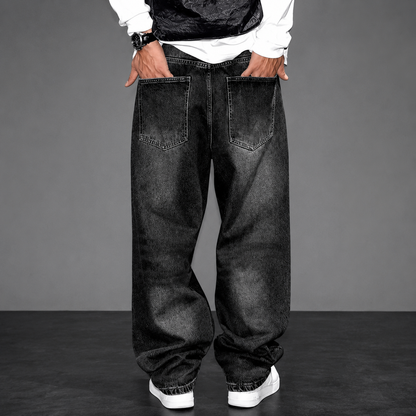 Casual Loose Fit Street Style Denim Jeans For Men