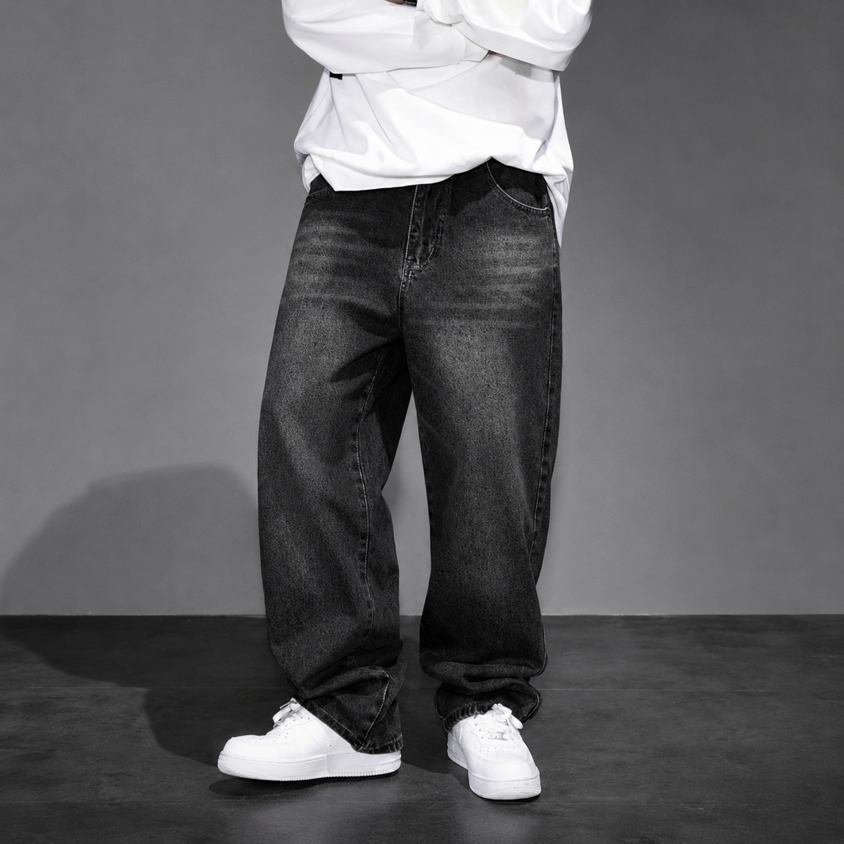 Casual Loose Fit Street Style Denim Jeans For Men