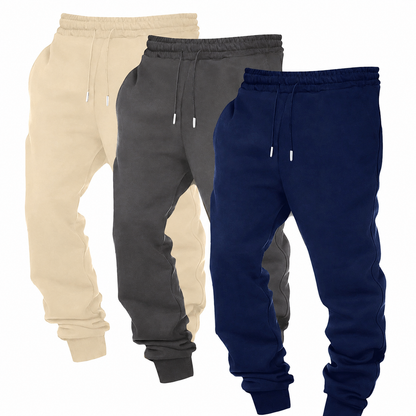 Pack Of 3 Solid Colored Drawstring Jogger Pants For Men