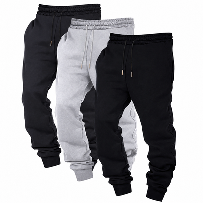 Pack Of 3 Solid Colored Drawstring Jogger Pants For Men
