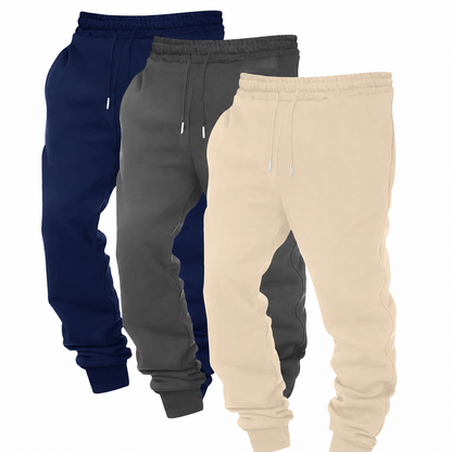 Pack Of 3 Solid Colored Drawstring Jogger Pants For Men