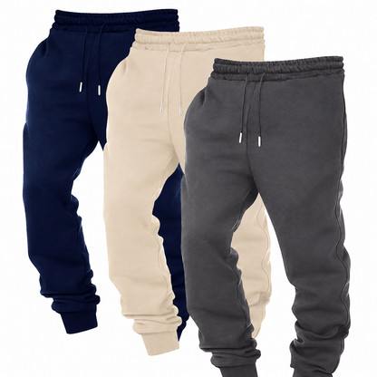 Pack Of 3 Solid Colored Drawstring Jogger Pants For Men
