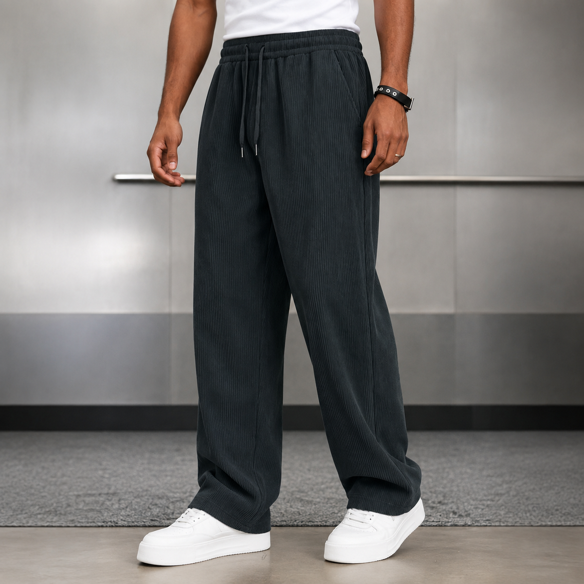 Loose Fit Wide Length Sports Pants For Men