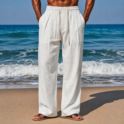 Casual Boho Vacation Pants With Drawstring For Men