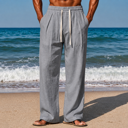 Casual Boho Vacation Pants With Drawstring For Men