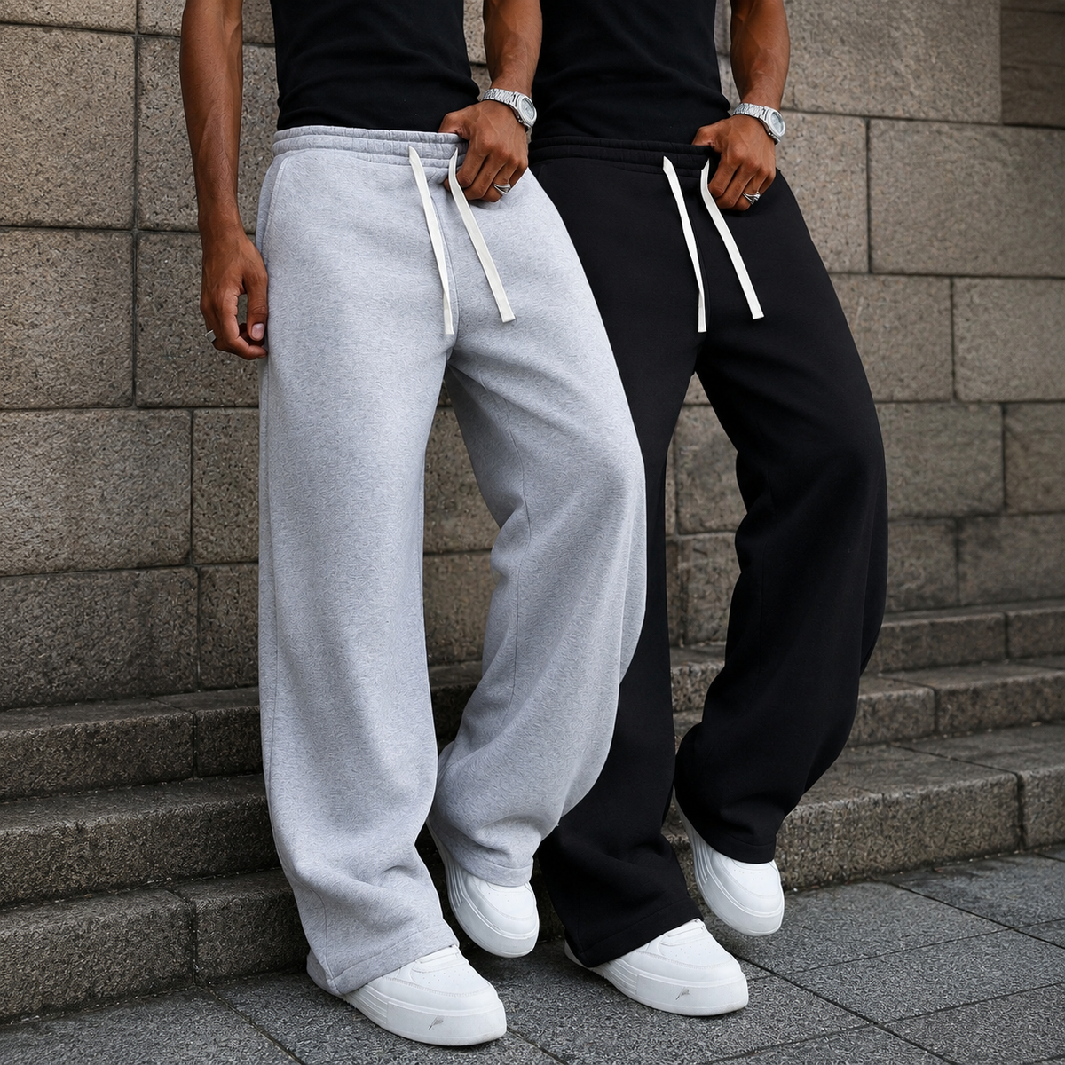 2 Pieces Loose Sports Sweatpants With Drawstring For Men