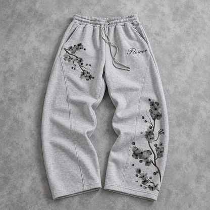 Casual Loose Vintage Floral Sweatpants For Men