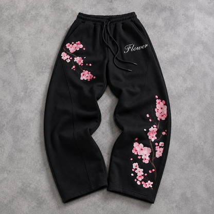 Casual Loose Vintage Floral Sweatpants For Men