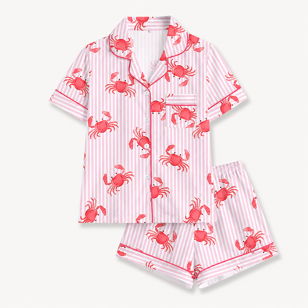 2 Piece Crab Printed Pajama Set For Women