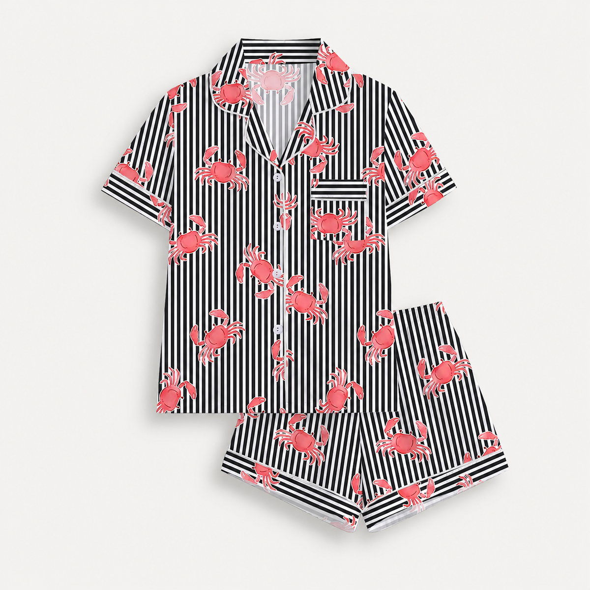 2 Piece Crab Printed Pajama Set For Women