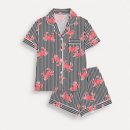 2 Piece Crab Printed Pajama Set For Women