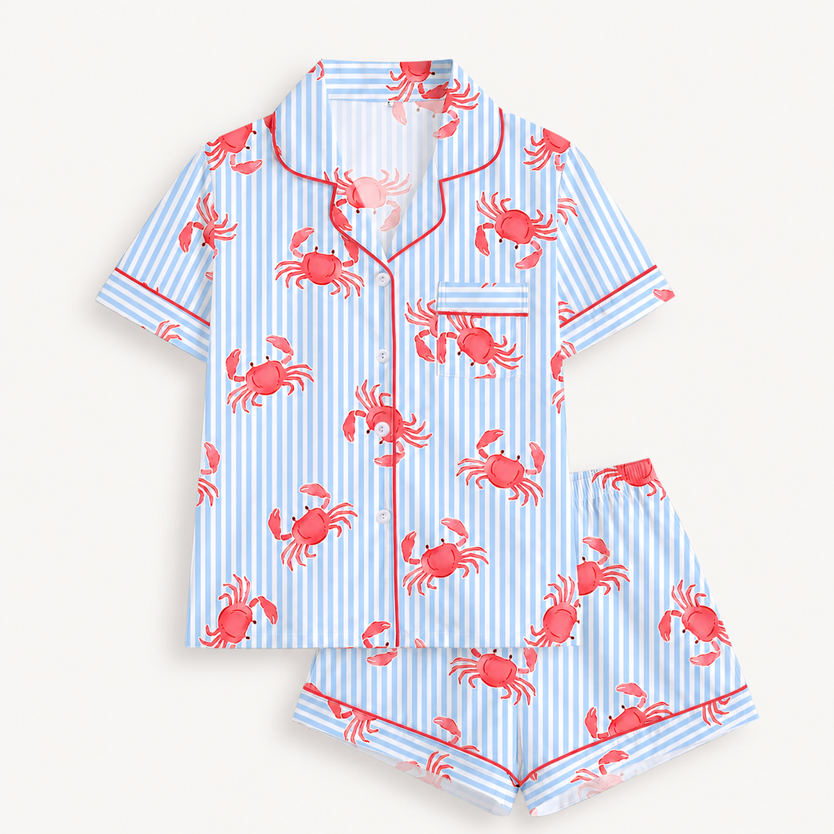 2 Piece Crab Printed Pajama Set For Women