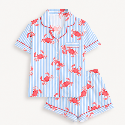 2 Piece Crab Printed Pajama Set For Women