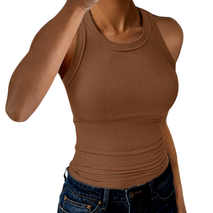 Casual Ribbed Sleeveless Slim Fit Racerback Tank Top For Women