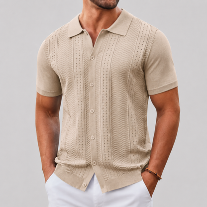 Vintage Knit Button Down Short Sleeve Summer Casual Shirts For Men