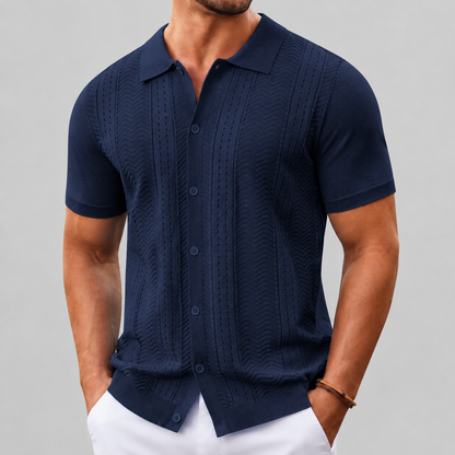Vintage Knit Button Down Short Sleeve Summer Casual Shirts For Men