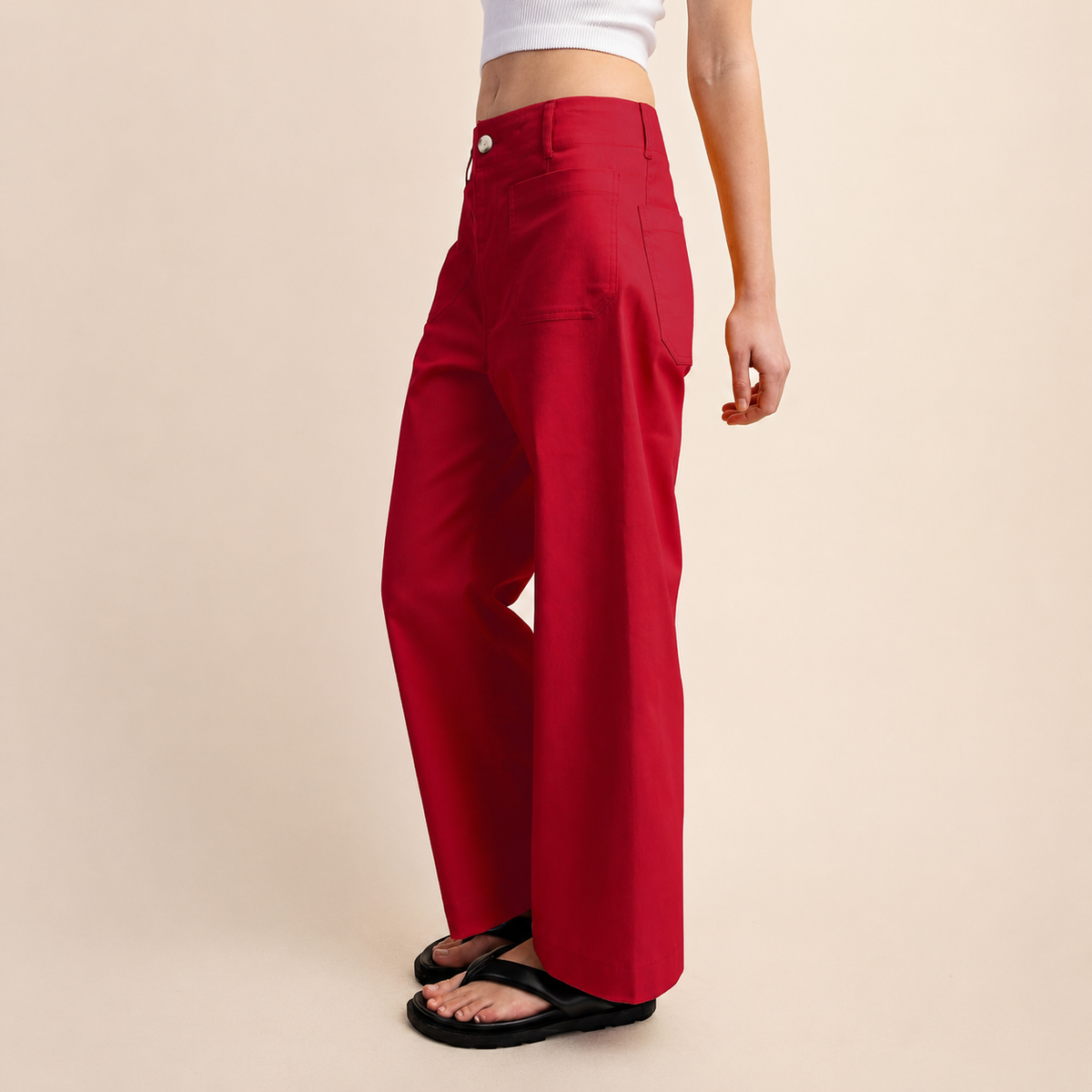 Casual Wide Cropped Stretchy Straight Pants For Women