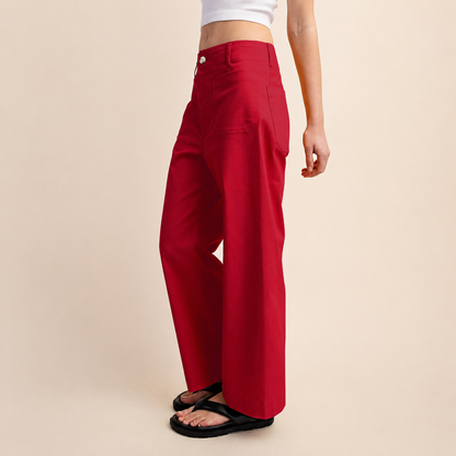 Casual Wide Cropped Stretchy Straight Pants For Women