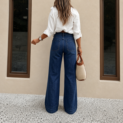 Casual Loose Fit Wide Denim Jeans For Women