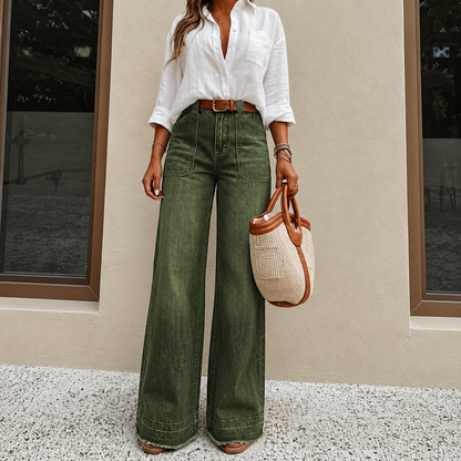 Casual Loose Fit Wide Denim Jeans For Women