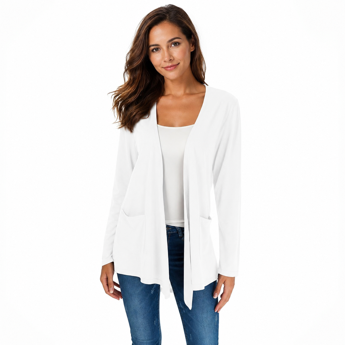 Casual Lightweight Long Sleeve Cardigan With Pockets For Women