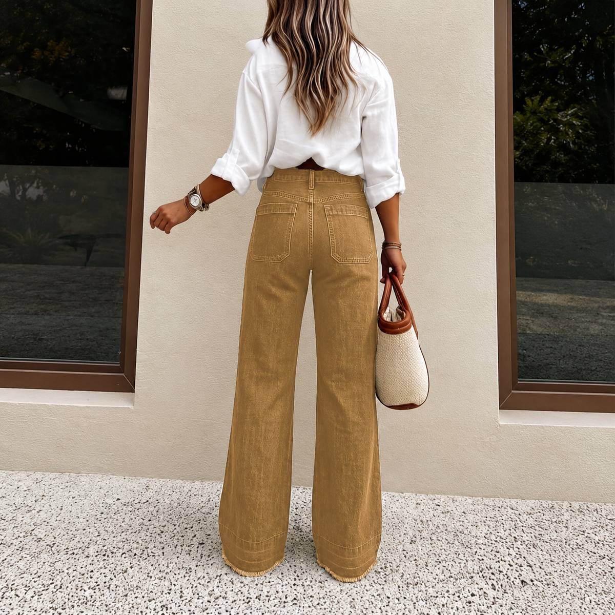 Casual Loose Fit Wide Denim Jeans For Women