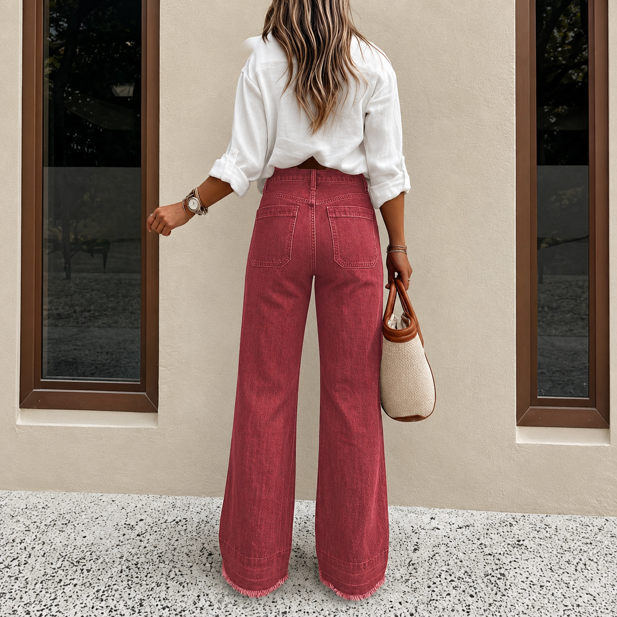 Casual Loose Fit Wide Denim Jeans For Women
