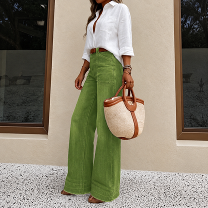 Casual Loose Fit Wide Denim Jeans For Women