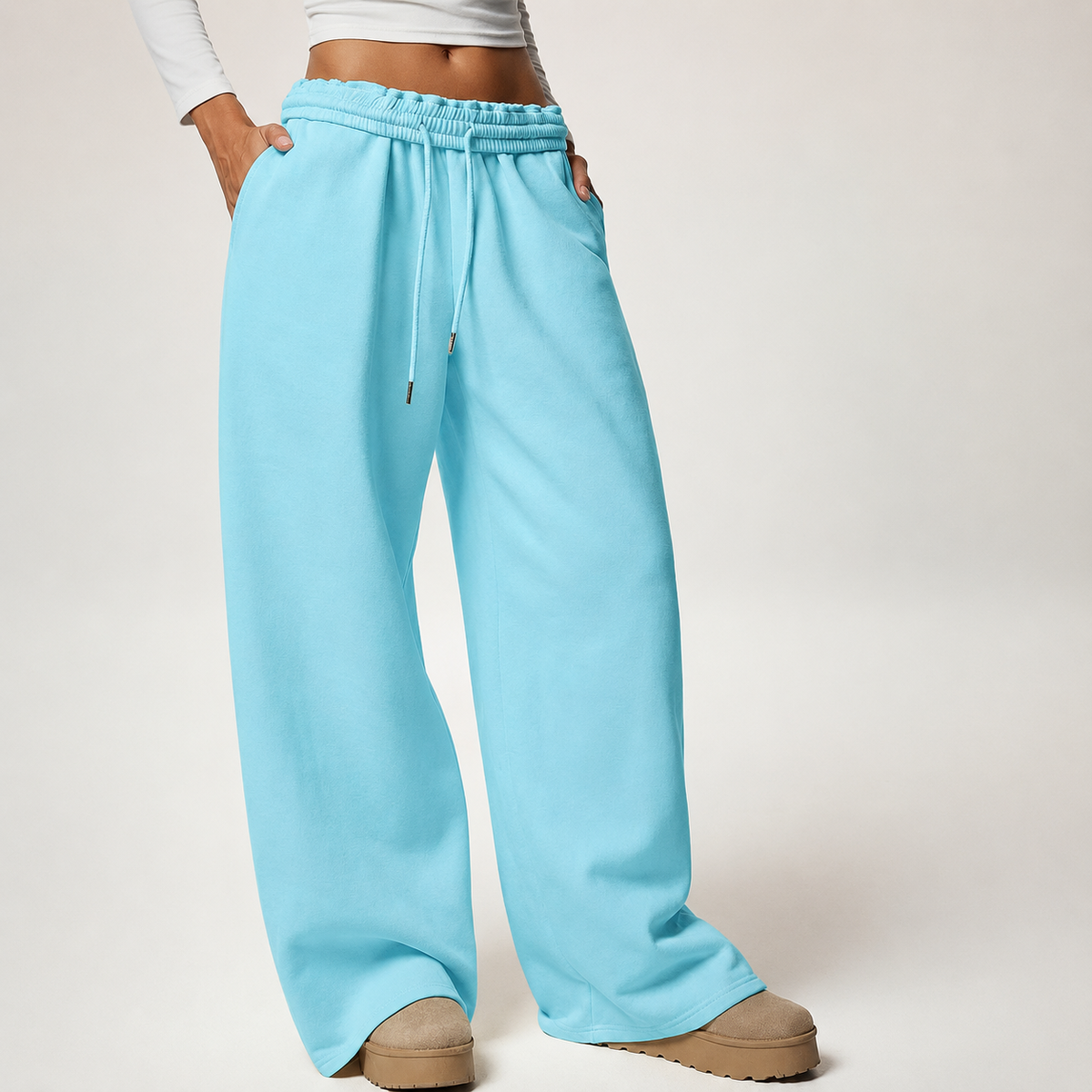Thermal Lined Thick Versatile Loose Wide Sweatpants