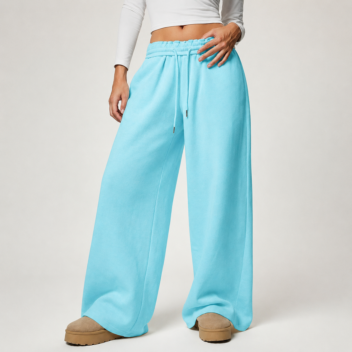 Thermal Lined Thick Versatile Loose Wide Sweatpants