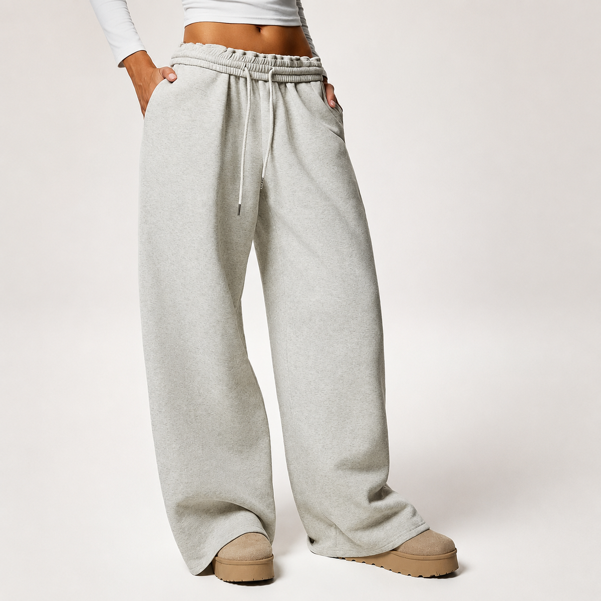 Thermal Lined Thick Versatile Loose Wide Sweatpants