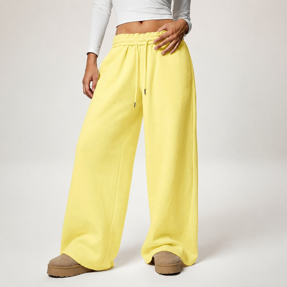 Thermal Lined Thick Versatile Loose Wide Sweatpants