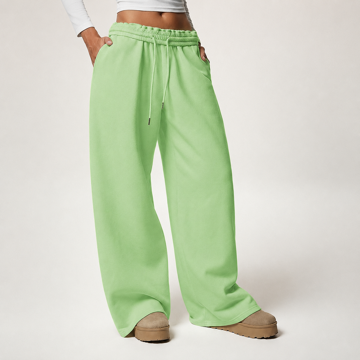 Thermal Lined Thick Versatile Loose Wide Sweatpants
