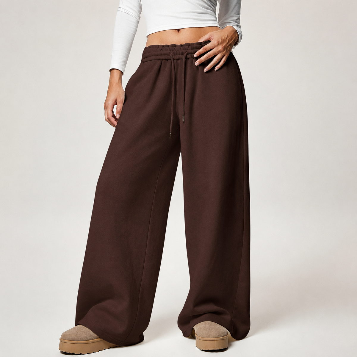 Thermal Lined Thick Versatile Loose Wide Sweatpants