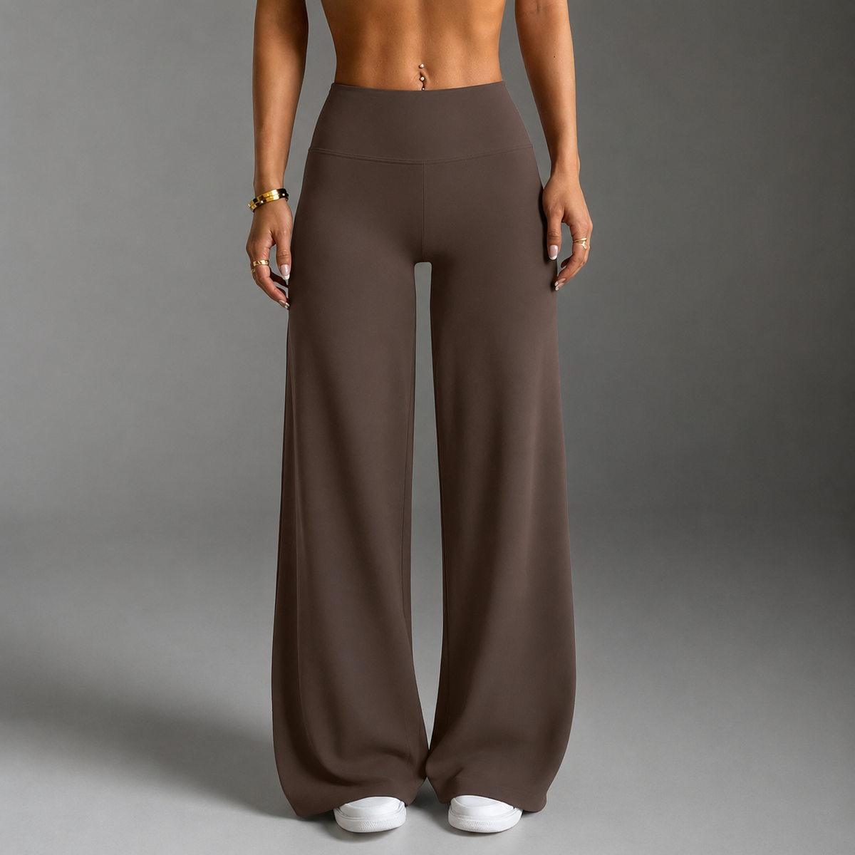 Solid Flared Slim Fit Trousers For Women