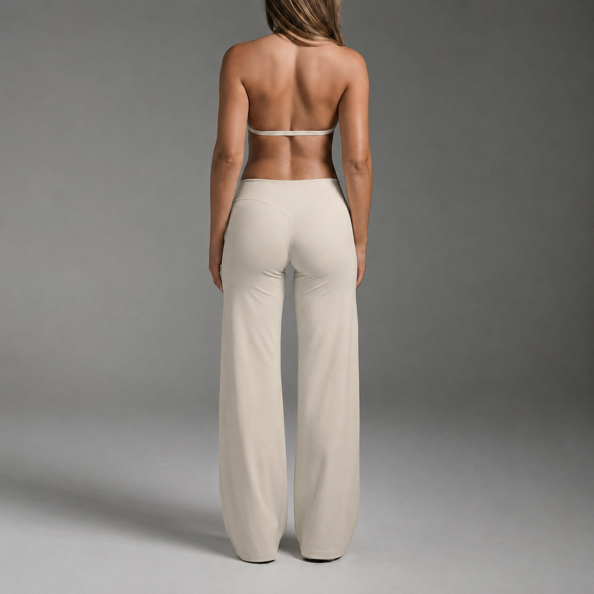 Solid Flared Slim Fit Trousers For Women