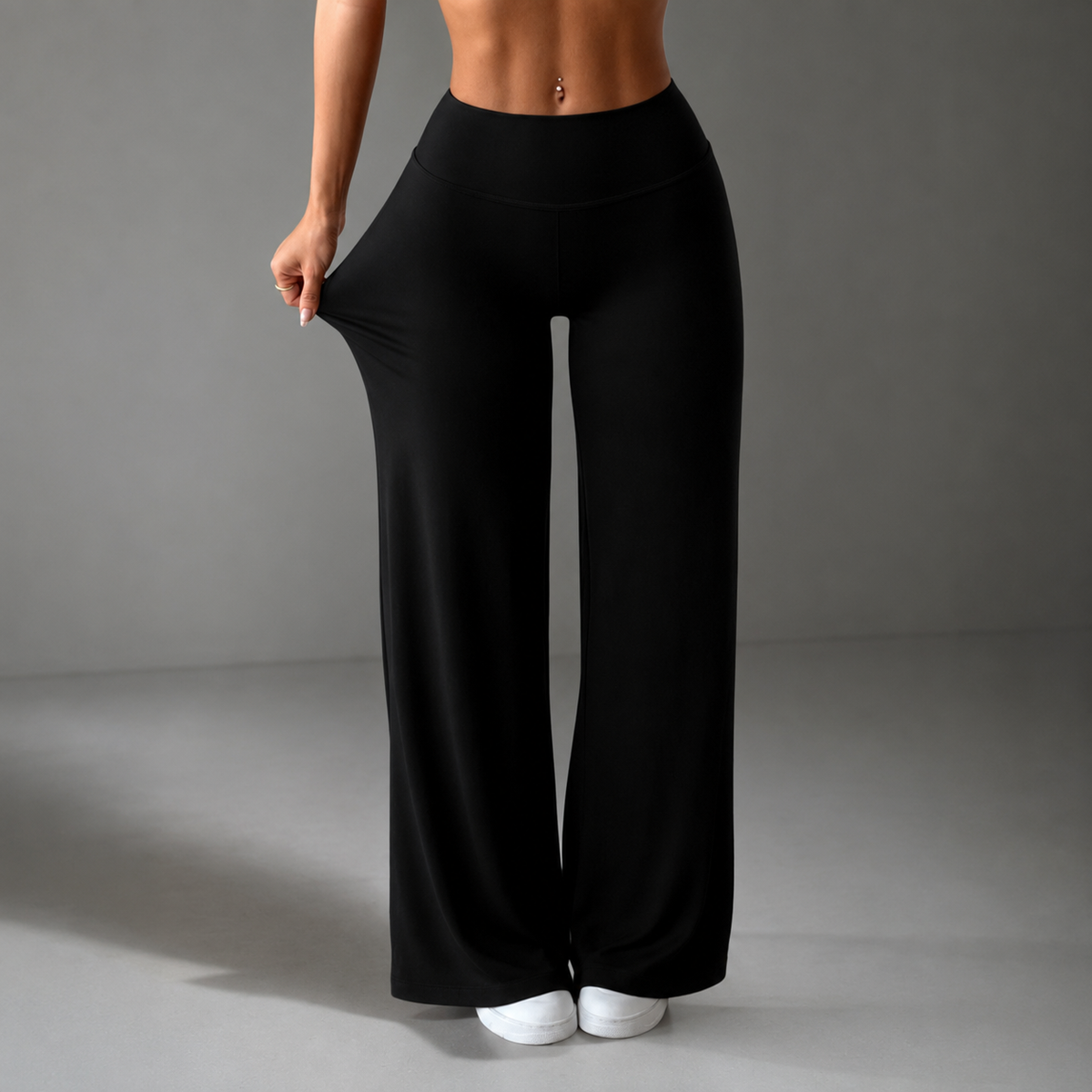 Solid Flared Slim Fit Trousers For Women