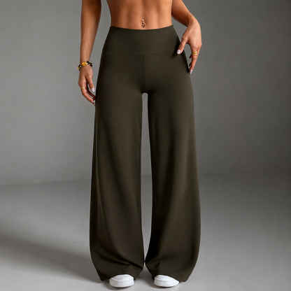 Solid Flared Slim Fit Trousers For Women